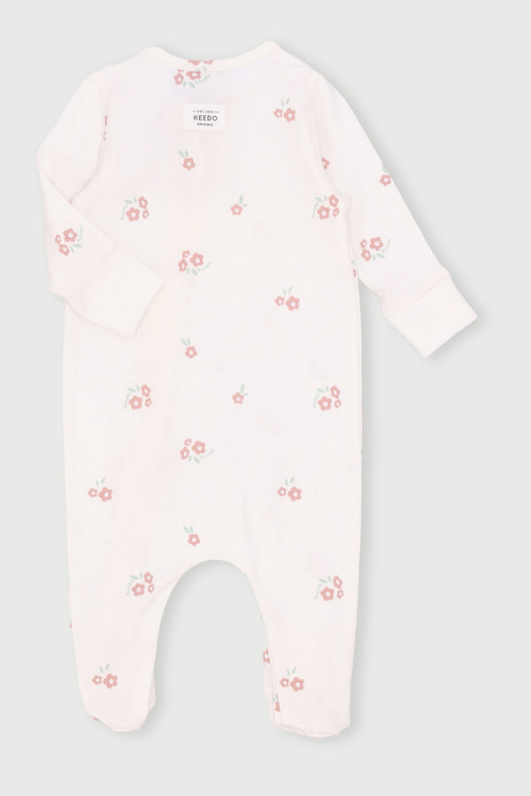Baby Girls Floral Sleepsuit - Cream