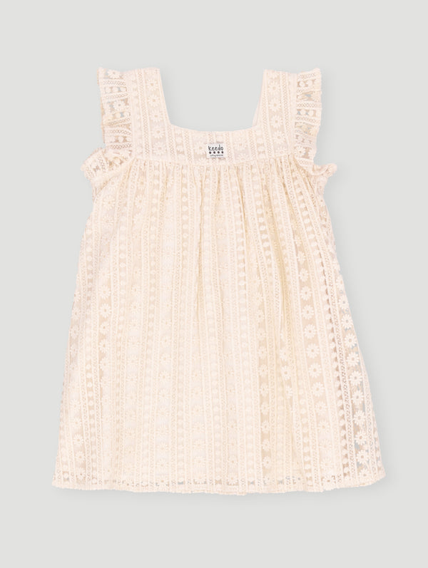 Girls Lace Update Dress - Beige
