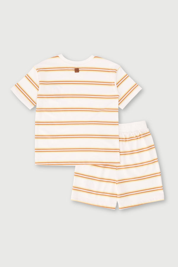 Boys Stripe Tee & Short Set - White
