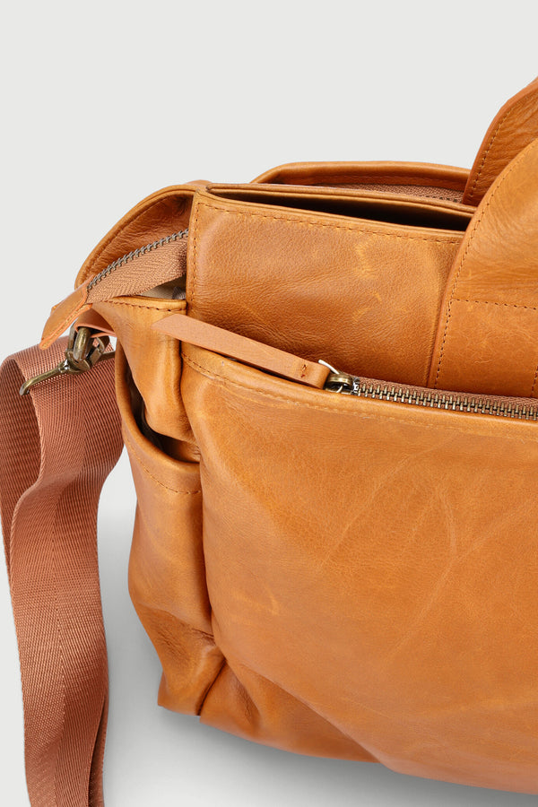 Genuine Leather Nappy Bag - Brown