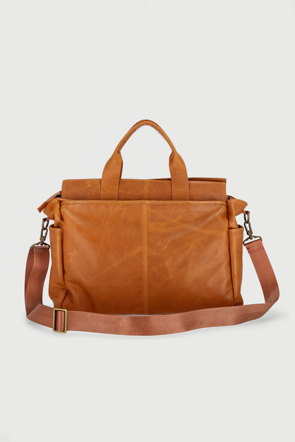 Genuine Leather Nappy Bag - Brown