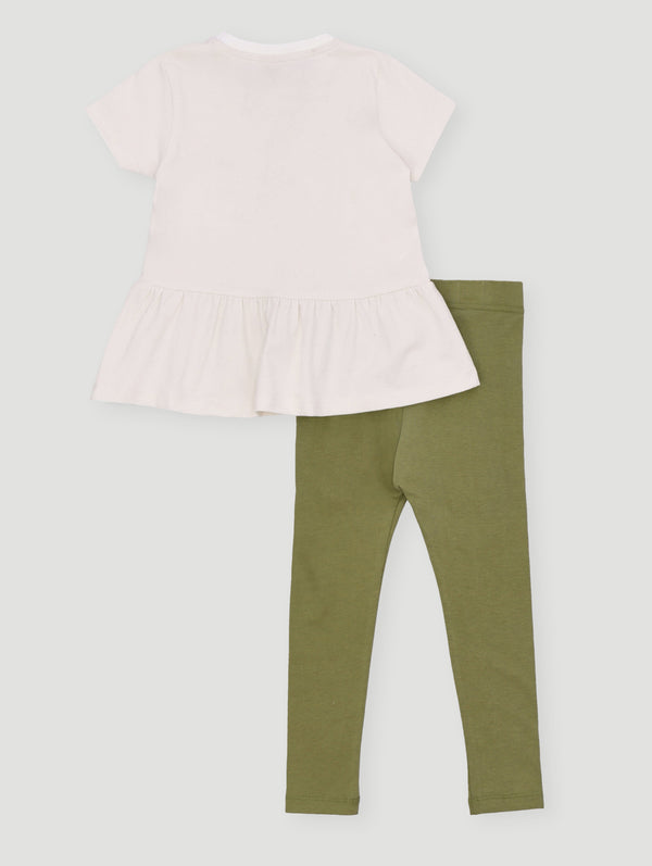 Girls Tbc Tee And Legging Set - Cream
