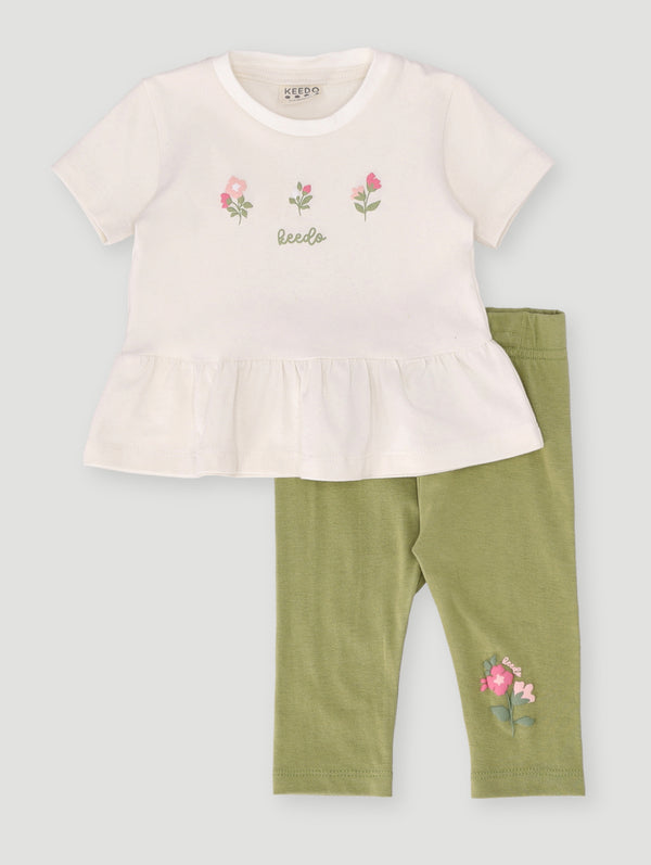 Baby Girls Tbc Top And Legging Set - Cream