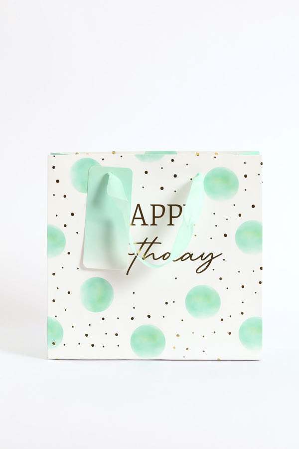Happy Birthday Dot Gift Bag Small - Mint