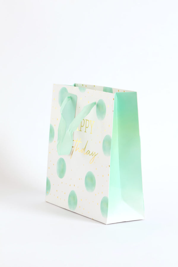 Happy Birthday Dot Gift Bag Small - Mint