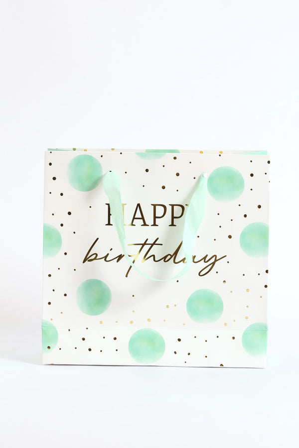 Happy Birthday Dot Gift Bag Small - Mint