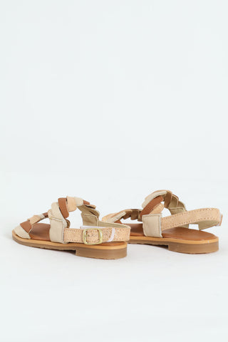 Girls Pleated Genuine Leather Sandal