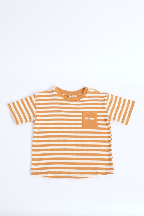 Boys Stripe Fashion Tee - Biscuit