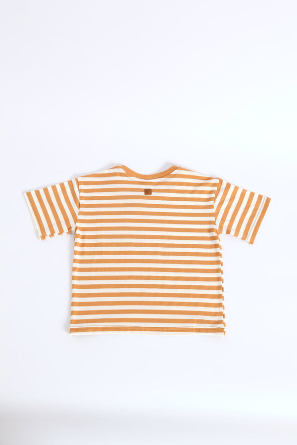 Boys Stripe Fashion Tee - Biscuit