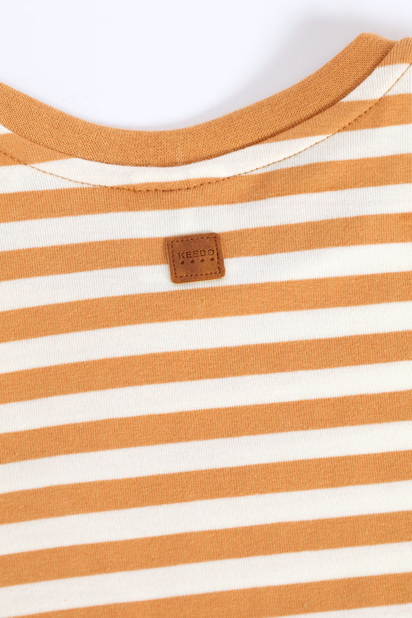 Boys Stripe Fashion Tee - Biscuit