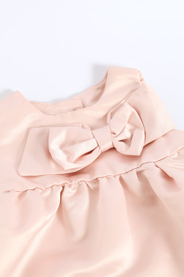 Baby Girls Smart Satin Bow Dress - Dusty Pink