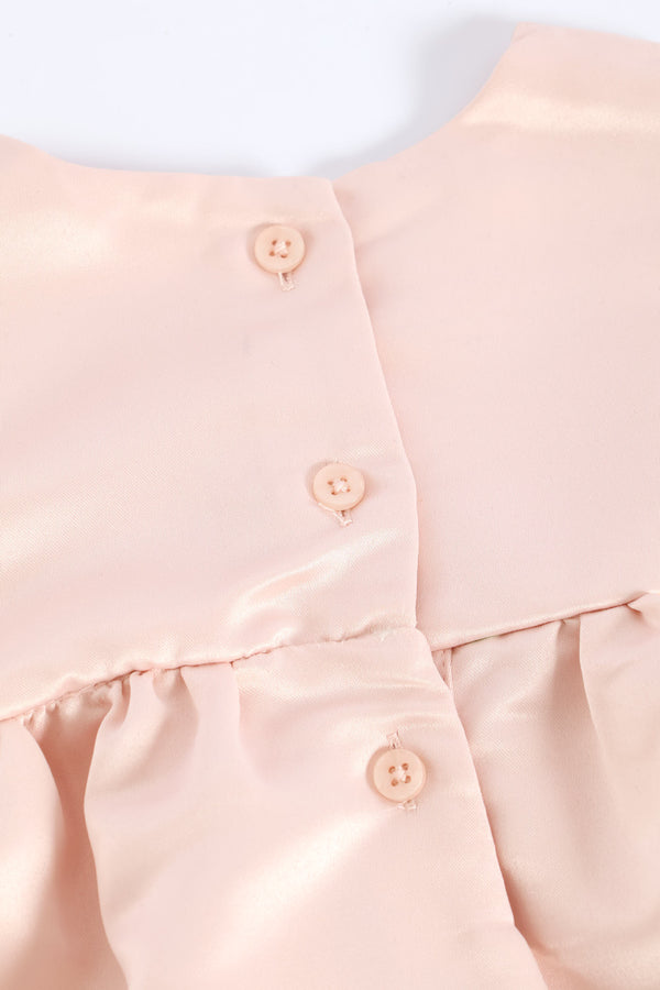 Baby Girls Smart Satin Bow Dress - Dusty Pink