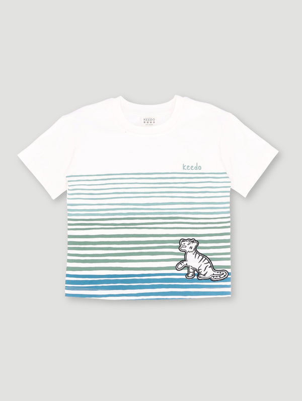 Boys Stripe Tiger Fashion Tee