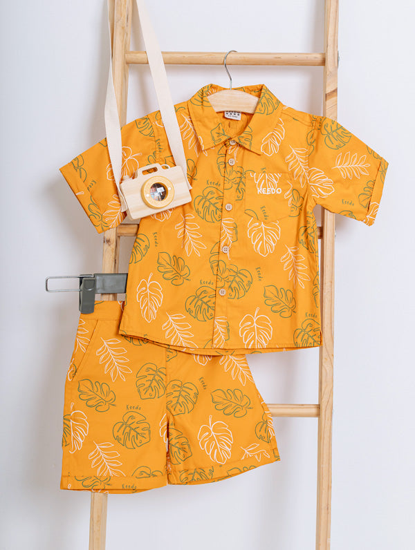 Baby Boys Foliage Short - Mustard